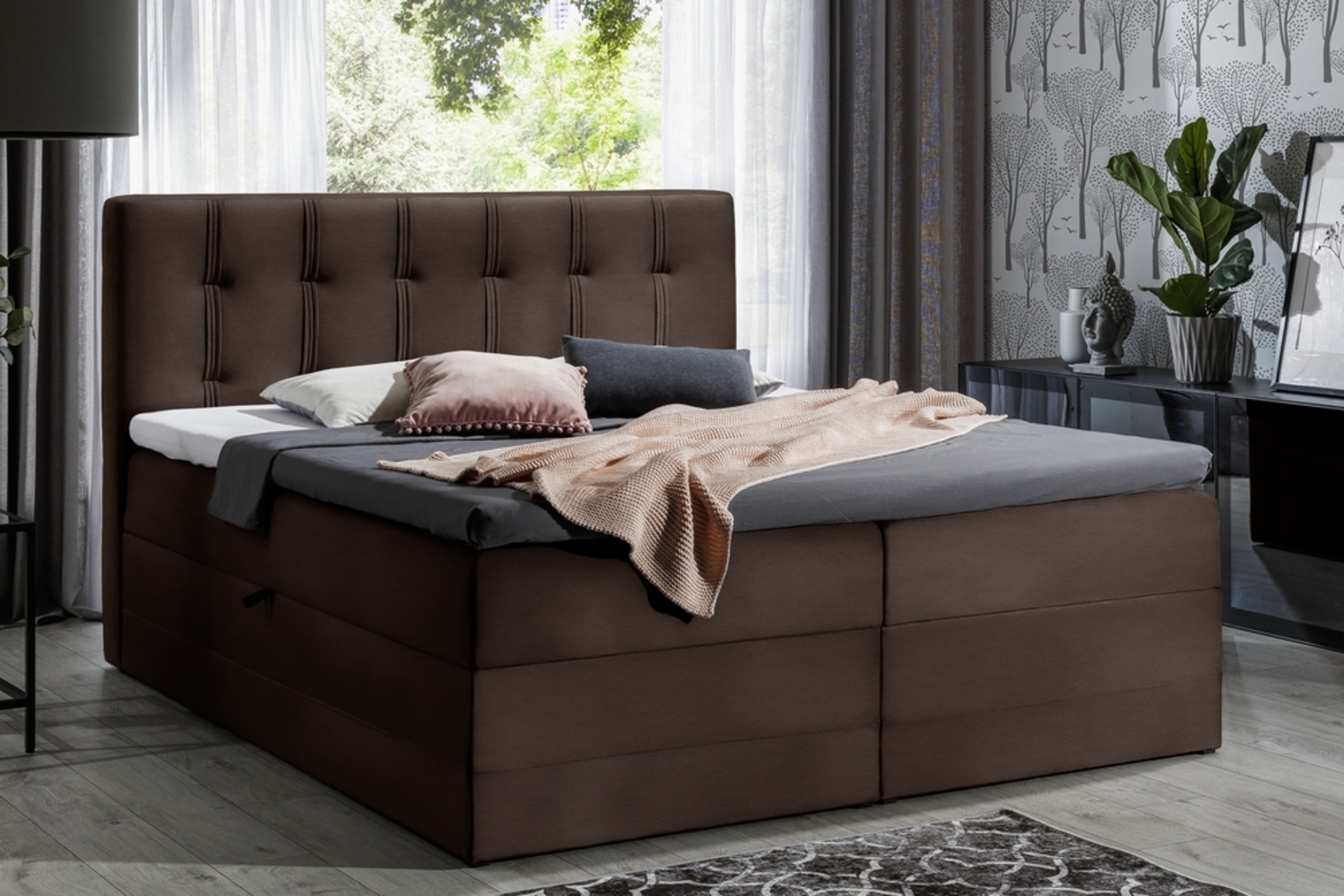 99rooms Hugo Boxspringbett Kunstleder SOFT 120x200 cm Braun Bild 1