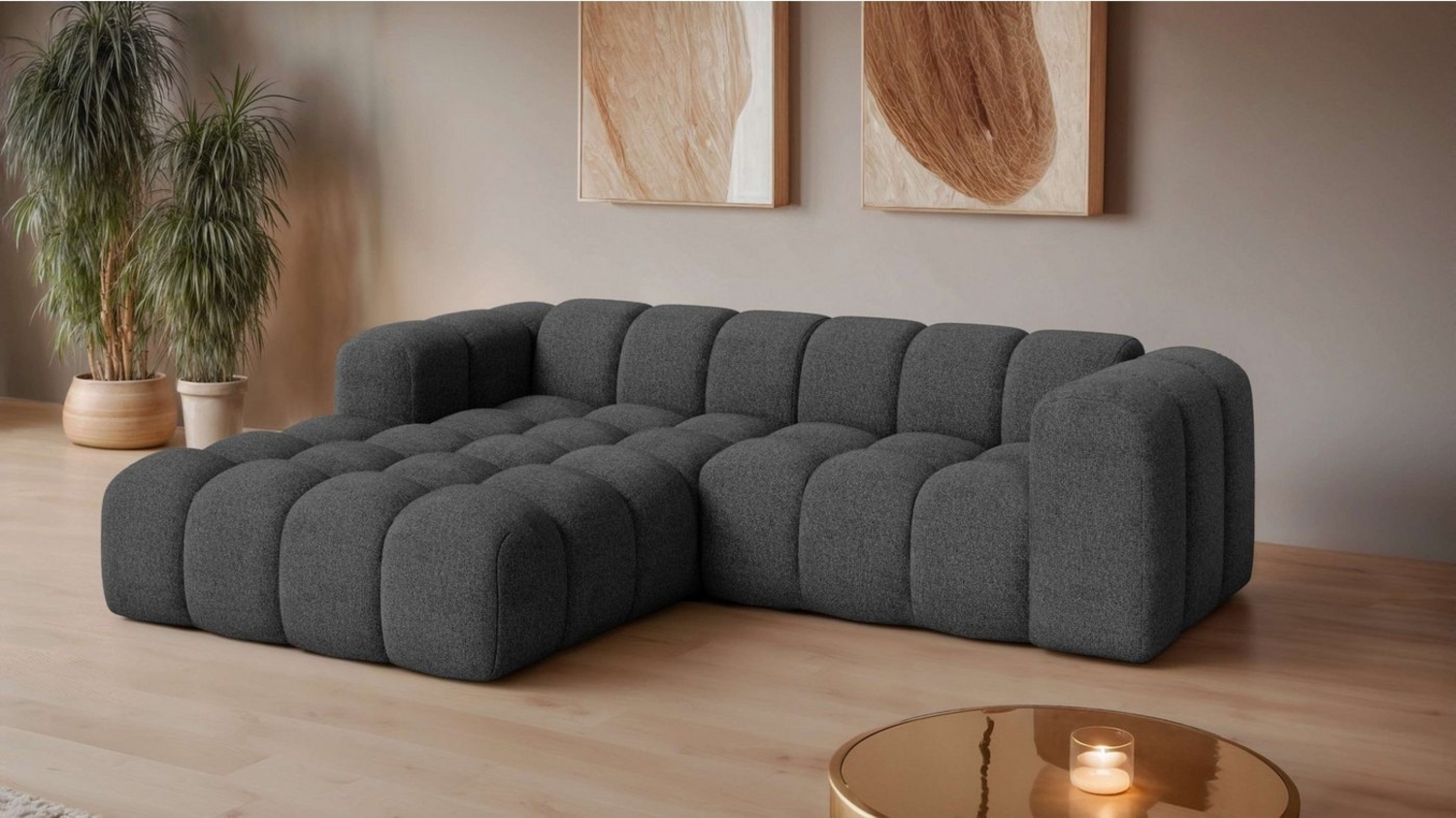 OTTO home Ecksofa KALLIE Design-Sofa mit Wellenunterfederung, Bubble-Optik, 248/186/72cm, moderne Steppung, hoher Sitzkomfort und modernes Design Bild 1