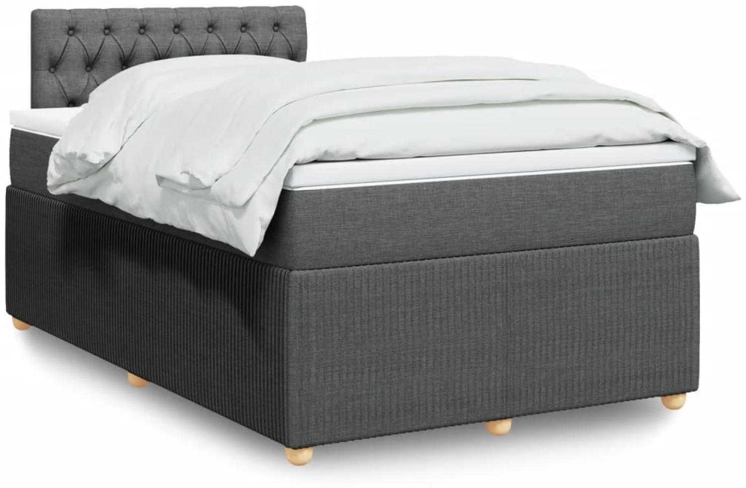 vidaXL Boxspringbett mit Matratze Dunkelgrau 120x200 cm Stoff 3289731 Bild 1