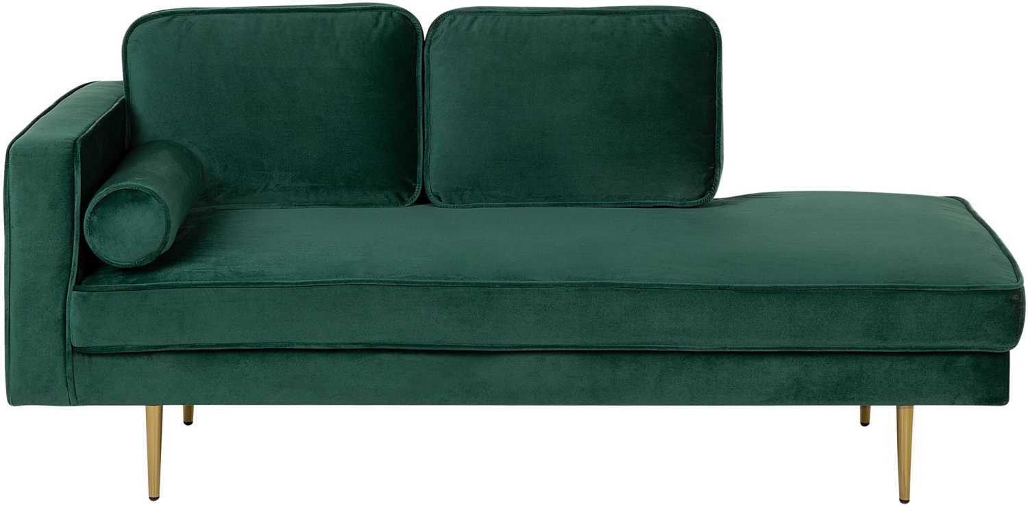 Chaiselongue Samtstoff smaragdgrün linksseitig MIRAMAS Bild 1