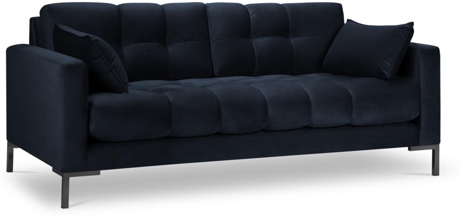 Micadoni 3-Sitzer Samtstoff Sofa Mamaia | Bezug Dark Blue | Beinfarbe Black Metal Bild 1