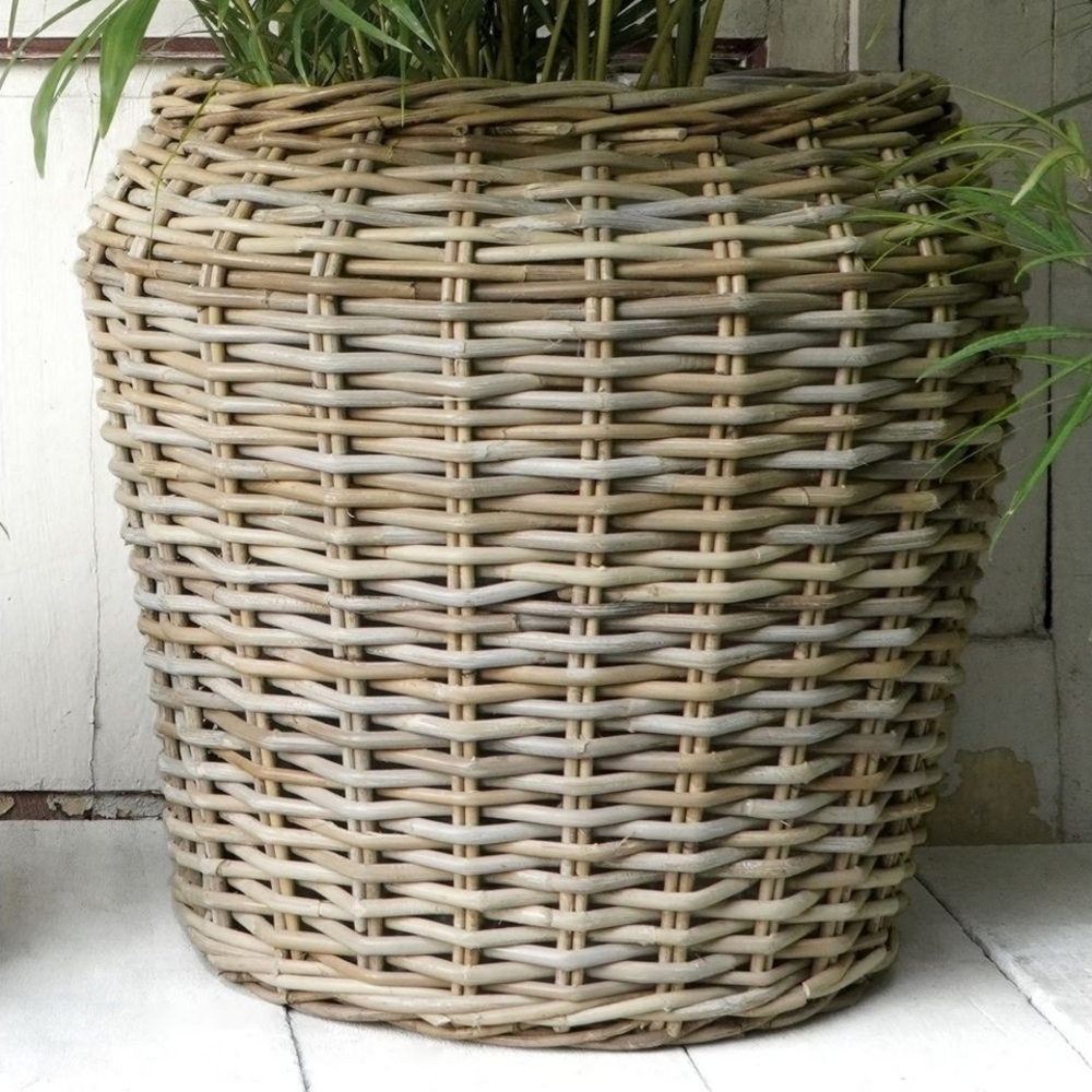 LebensWohnArt Dekokorb Pflanzkorb BÜSUM Natural Grey ca. 50cm Natur-Rattan Korb Übertopf Bild 1