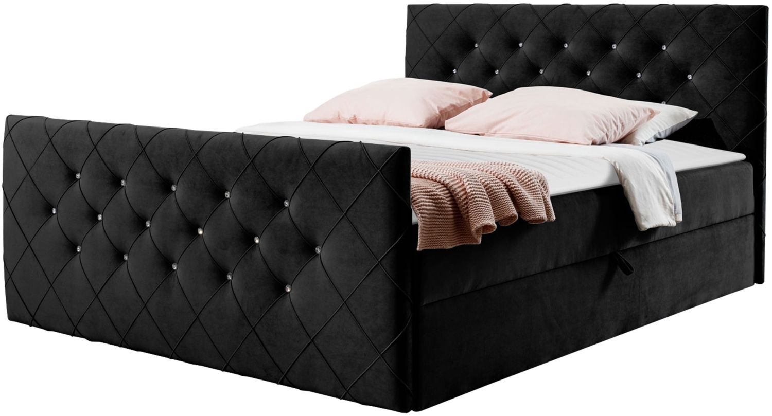 Boxspringbett Utren, Schwarz, 200 x 200 cm Bild 1