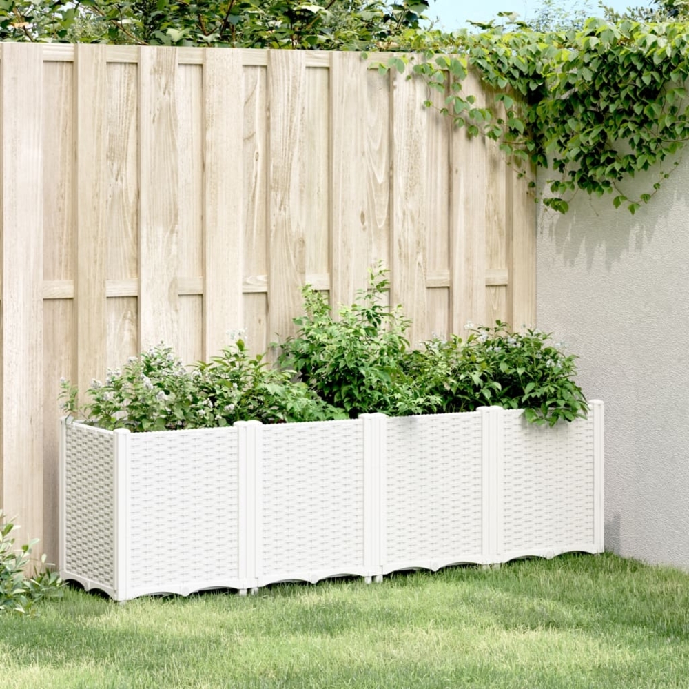 vidaXL Pflanzkübel Weiß 160x40x53 cm PP 367859 Bild 1
