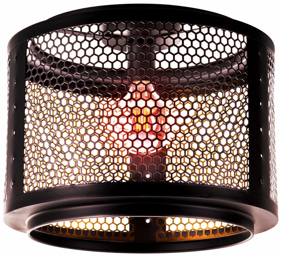 Smart LED Deckenlampe Schlafzimmerleuchte, Gitterschirm gold schwarz Bild 1