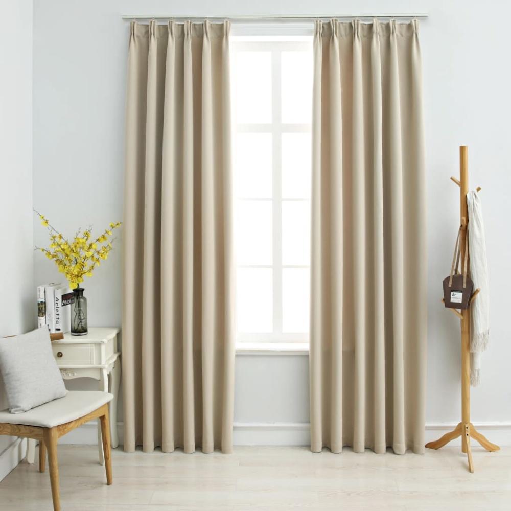 vidaXL Verdunkelungsvorhänge mit Haken 2 Stk. Beige 140x245cm 134448 Bild 1