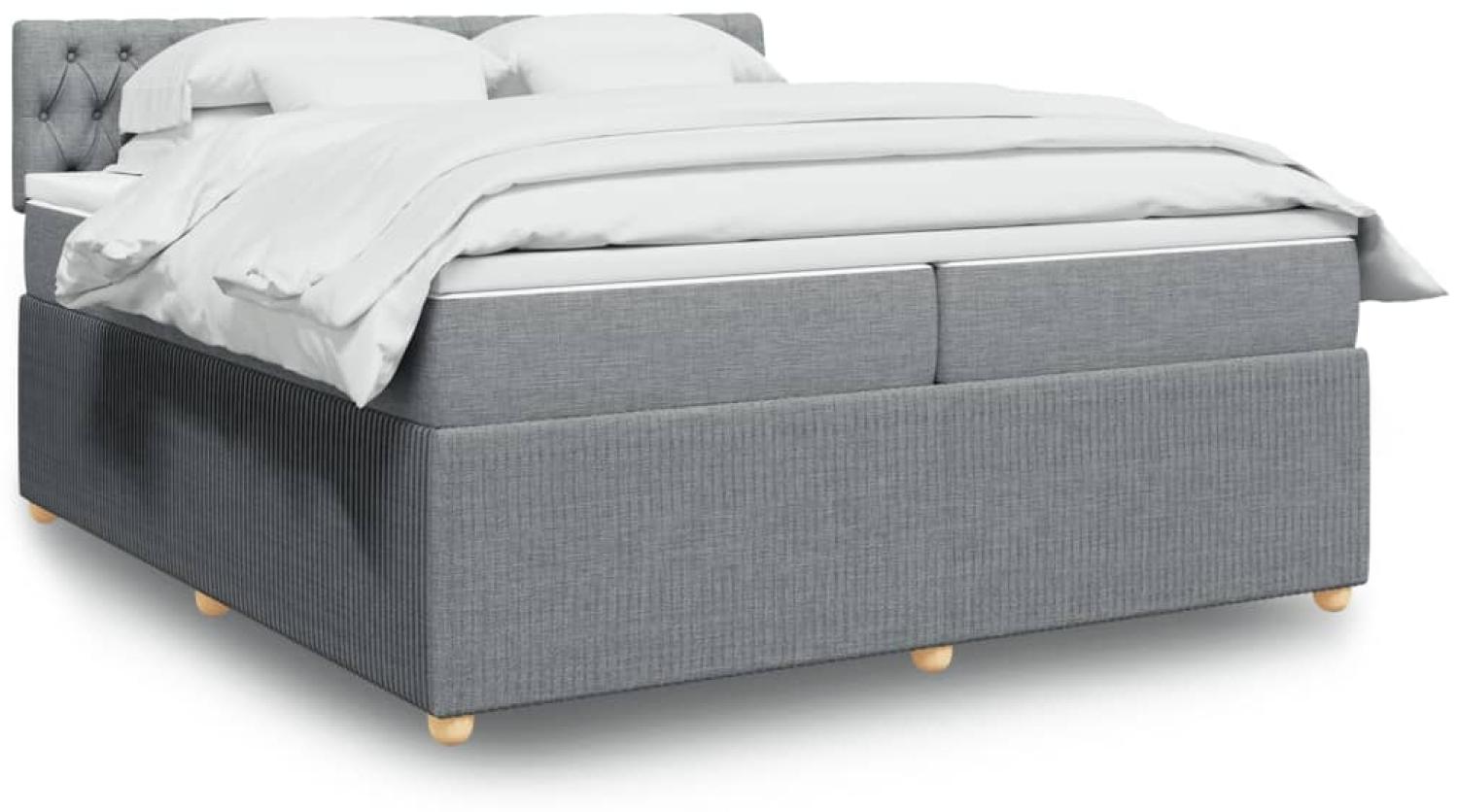 vidaXL Boxspringbett mit Matratze Hellgrau 200x200 cm Stoff 3287570 Bild 1