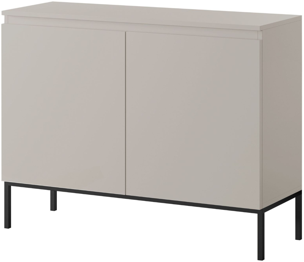 Selsey 'Bemmi' Sideboard 2-türig, beige mit schwarzem Gestell, ca. 77 x 100 x 35 cm Bild 1