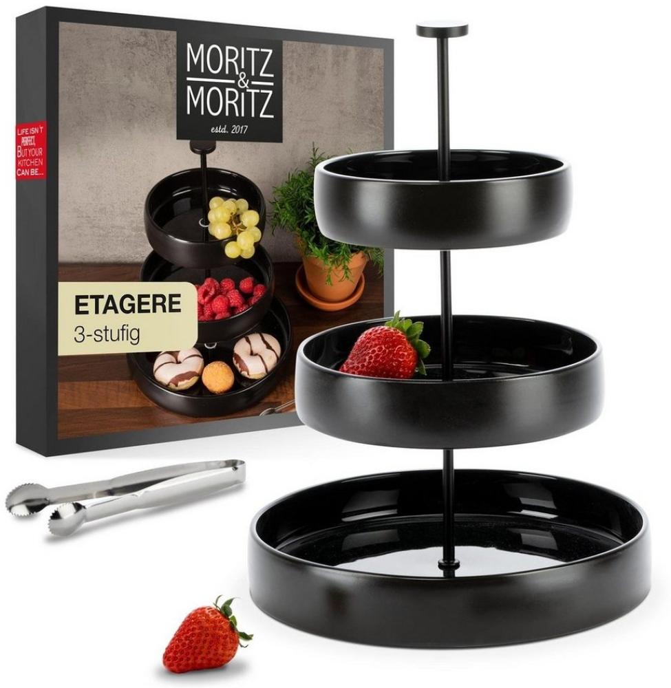 Moritz & Moritz Etagere Obst Etagere, Steingut, (3 Etagen, 2-tlg), Perfekt als Obstschale für Obst Aufbewahrung, Muffins und Cupcakes Bild 1