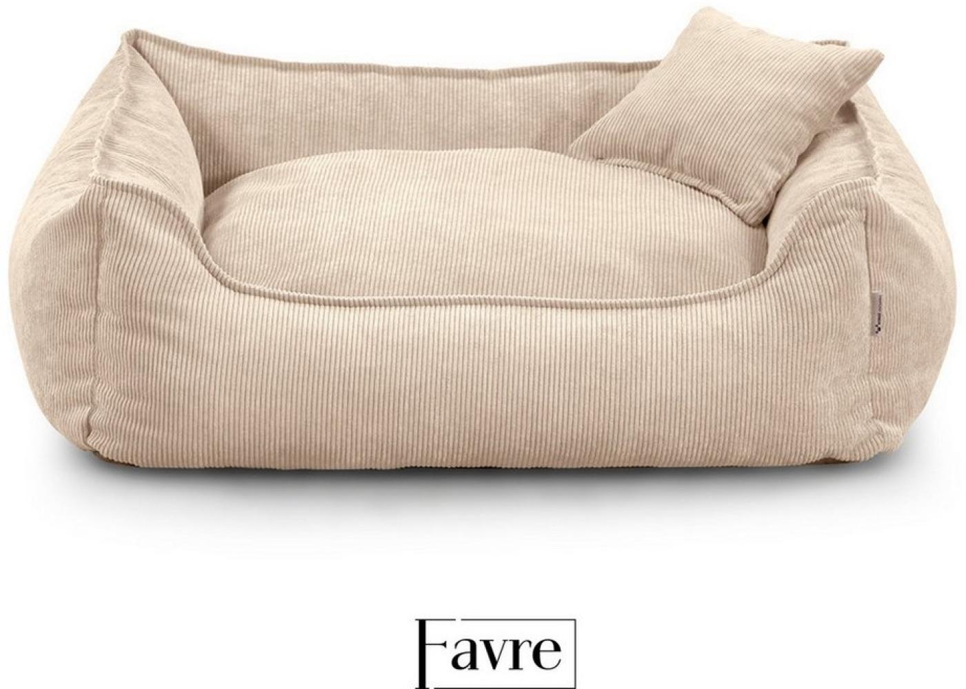 FAVRE Tierbett Hundebett Lucky mit abnehmbarem, waschbarem Cord-Bezug, 100% Polyester, verschiedene Größen, Gratis Kopfkissen Bild 1