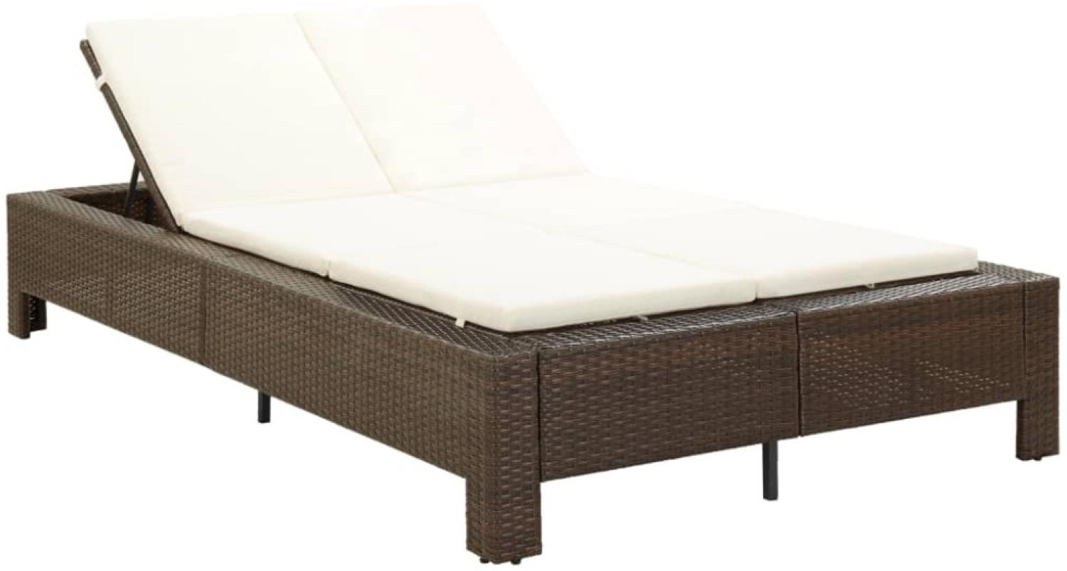 vidaXL 2-Personen-Sonnenliege mit Auflage Braun Poly Rattan 46239 Bild 1