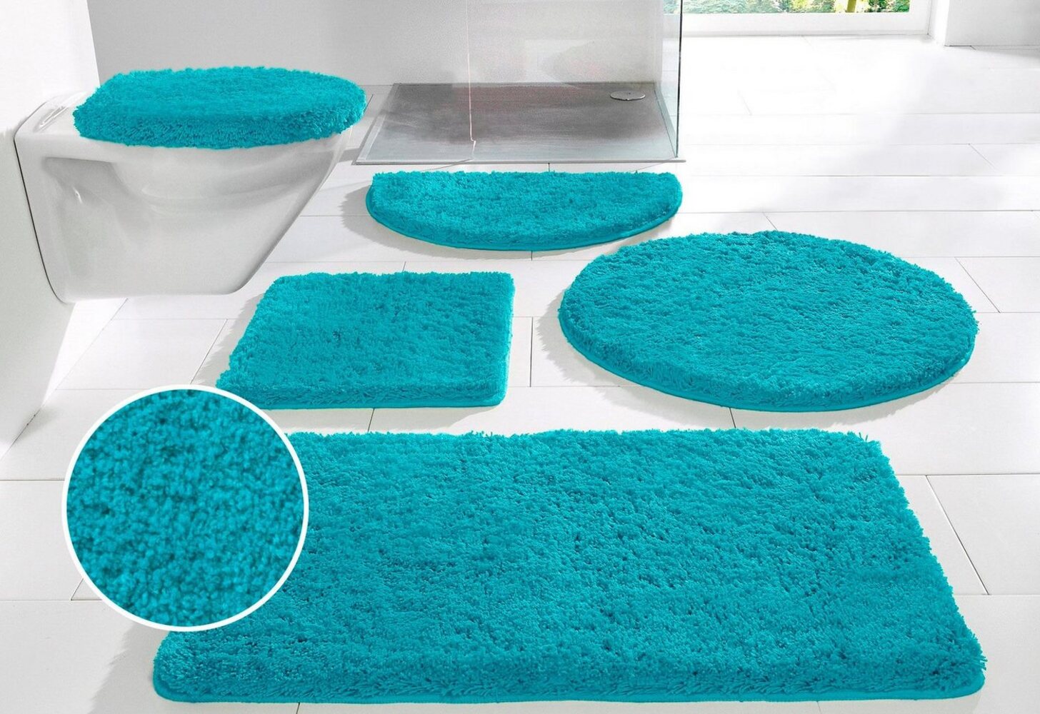 my home Badematte Sanremo, Badvorleger, Badezimmer Teppich, sehr weich, Höhe 30 mm, rutschhemmend beschichtet, fußbodenheizungsgeeignet, schnell trocknend, Polyester, rechteckig, 3-tlg. Stand-WC Set, Badteppich, unifarben, rechteckig, rund & als 3-tlg.... Bild 1