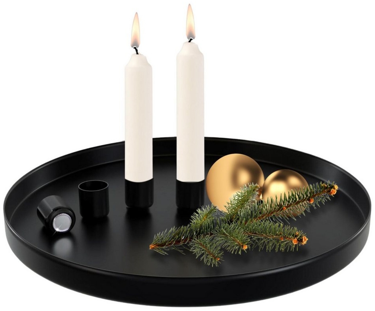 Bada Bing Adventskranz Metall Tablett Kerzenteller Dekotablett Kerzenständer, 4 Magnet Stabkerzenhalter Bild 1