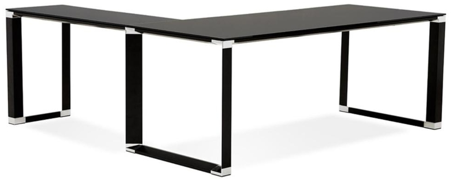 Kadima Design Eckschreibtisch Schwarz Glas-Metall | 200x200 cm L-Form Winkelwahl | Büro Computertisch Chrom | Ergonomisch Stilvoll Schreibtisch Bild 1