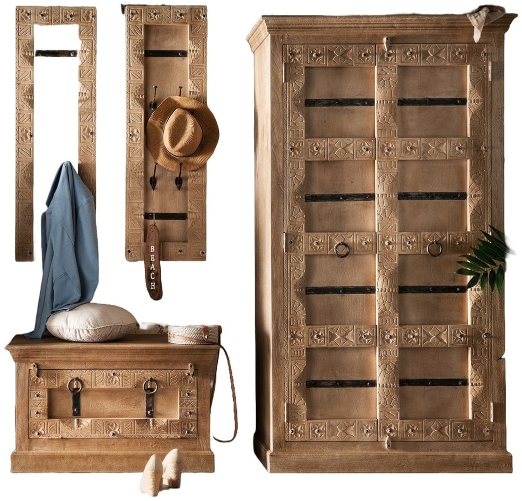 Dielen Set Daipur Mangoholz Natur. Bild 1