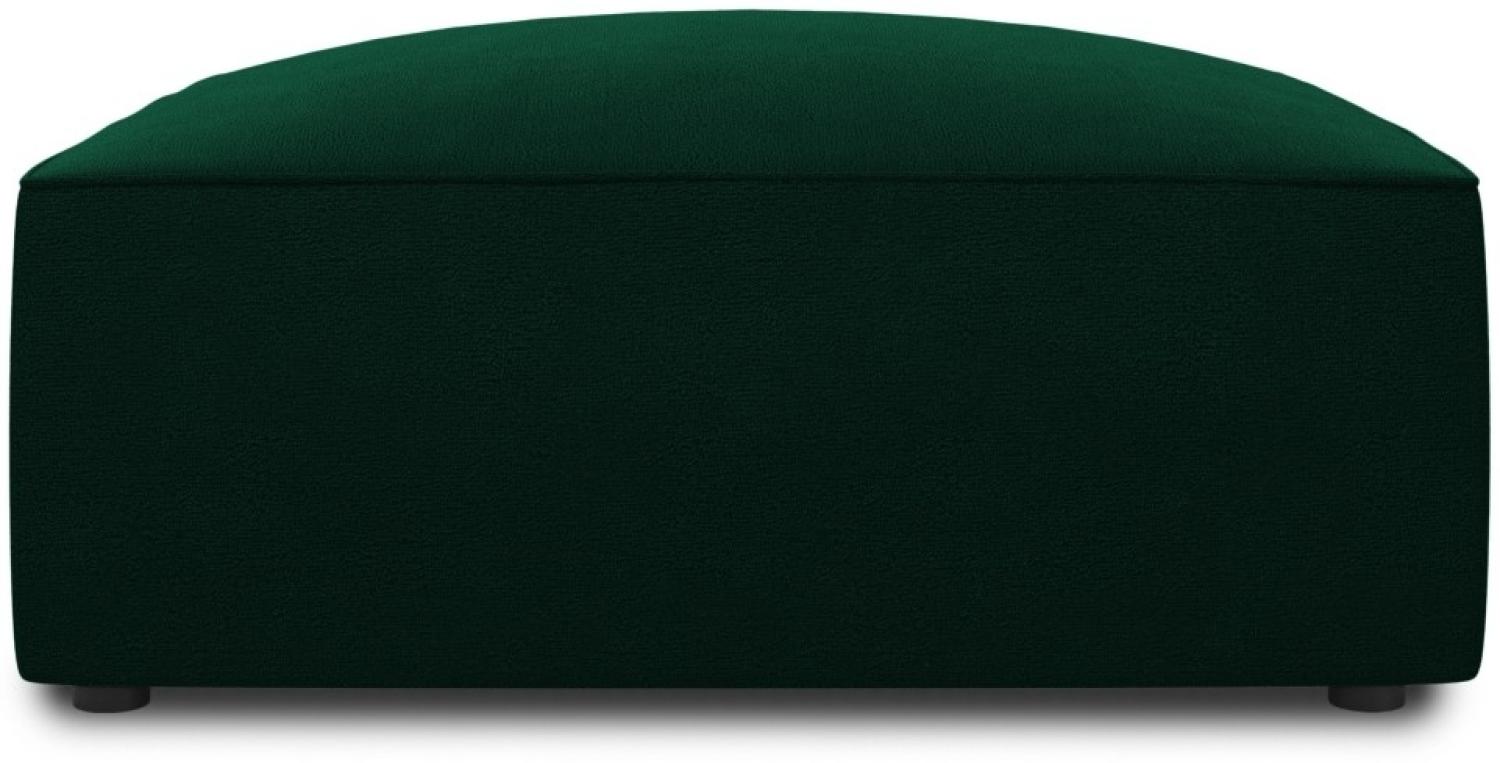 Micadoni Samtstoff Pouf Hocker Ruby | Bezug Bottle Green | Beinfarbe Black Plastic Bild 1