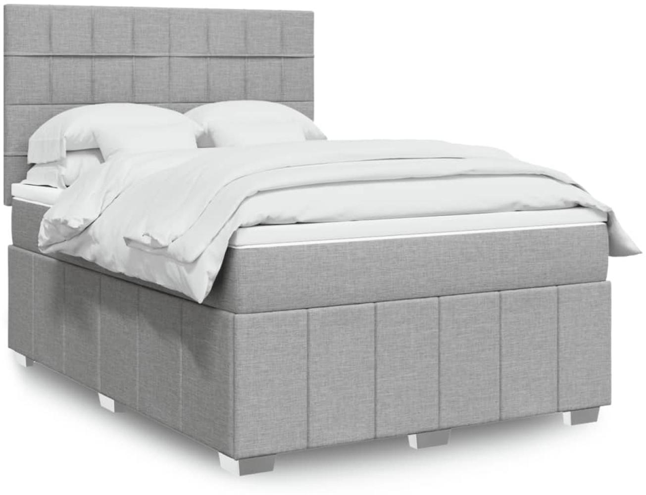 vidaXL Boxspringbett mit Matratze Hellgrau 160x200 cm Stoff 3294019 Bild 1