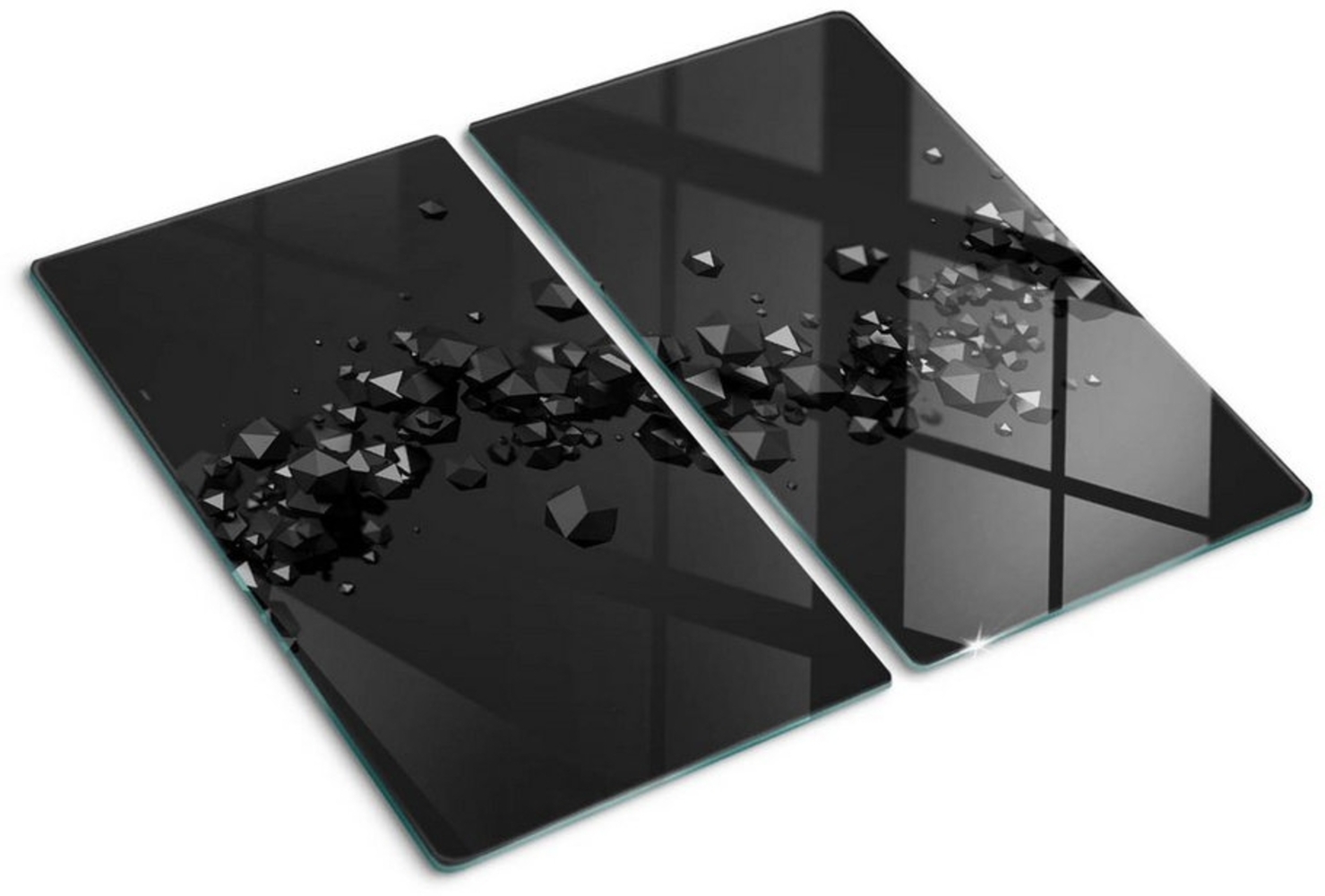 Tulup Schneidebrett Abdeckung Spritzschutz Schwarz Herdabdeckplatte Kochplattenabdeckung, (2-St, 4 Größenvarianten), Arbeitsplatte Herdschutz - 3D Abstraktion Bild 1