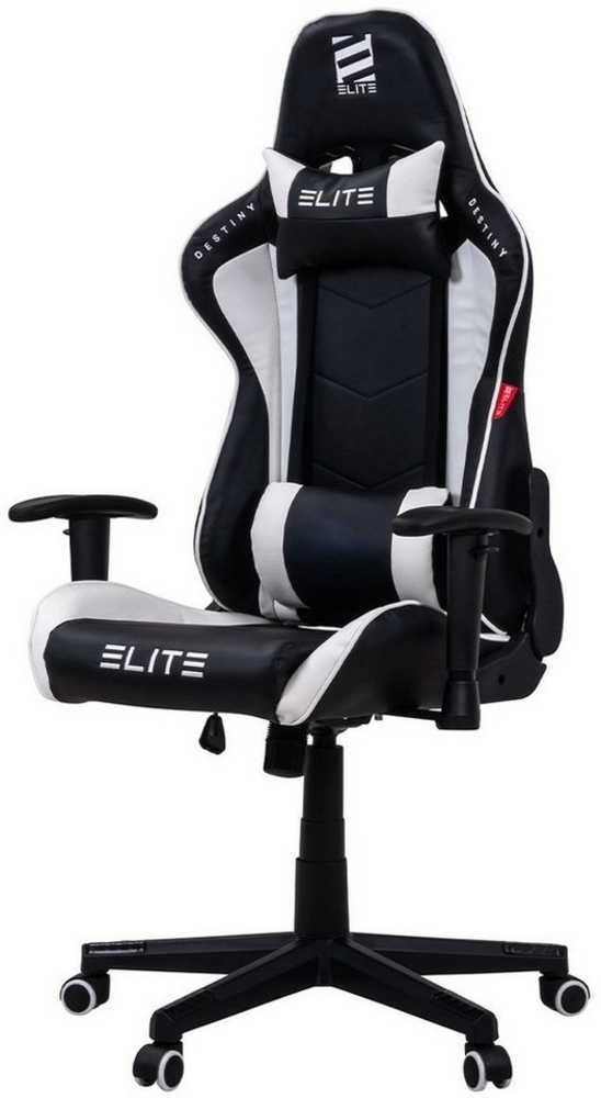 ELITE Gaming Gaming-Stuhl Ergonomischer Bürostuhl Destiny inkl. Rücken- & Nackenkissen (Drehstuhl mit 2D-Armstützen, verriegelbare Wippmechanik, mechanische Härtegradeinstellung, verstellbare Sitzhöhe, 90° klappbare Rückenlehne, Sicherheits-Doppelrolle... Bild 1