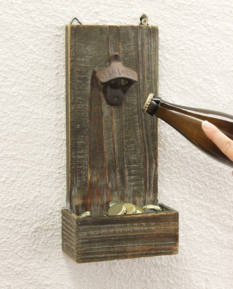 Flaschenöffner mit Kronkorkenbehälter 5094 Bieröffner 32cm Wandflaschenöffner Öffner Bild 1