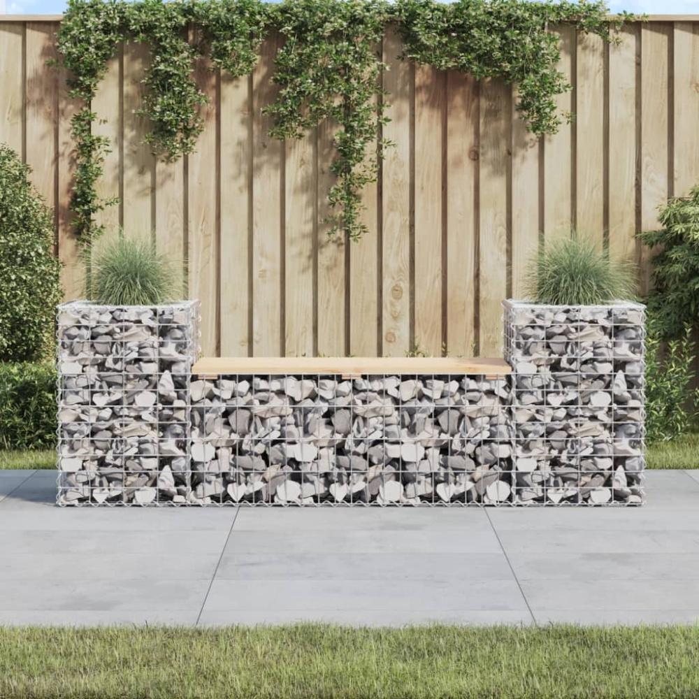 vidaXL Gartenbank aus Gabionen 183x41x60,5 cm Massivholz Kiefer 834387 Bild 1