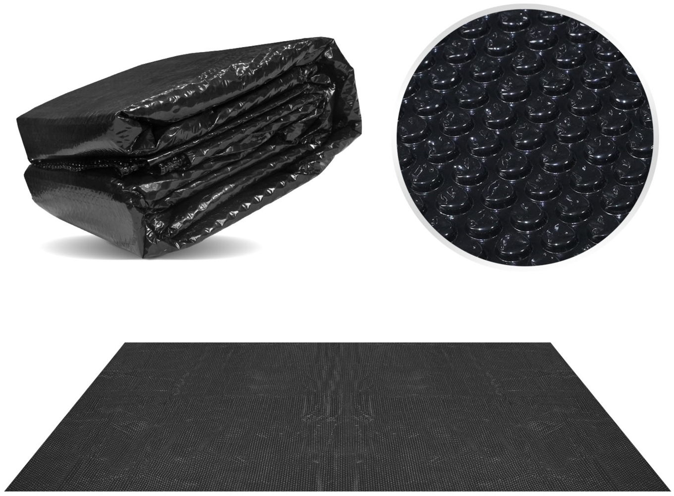 Miganeo Pool Solarfolie 450 x 220 cm Deluxe rechteckig | 180 my | schwarz | 12 mm Luftblasen Bild 1