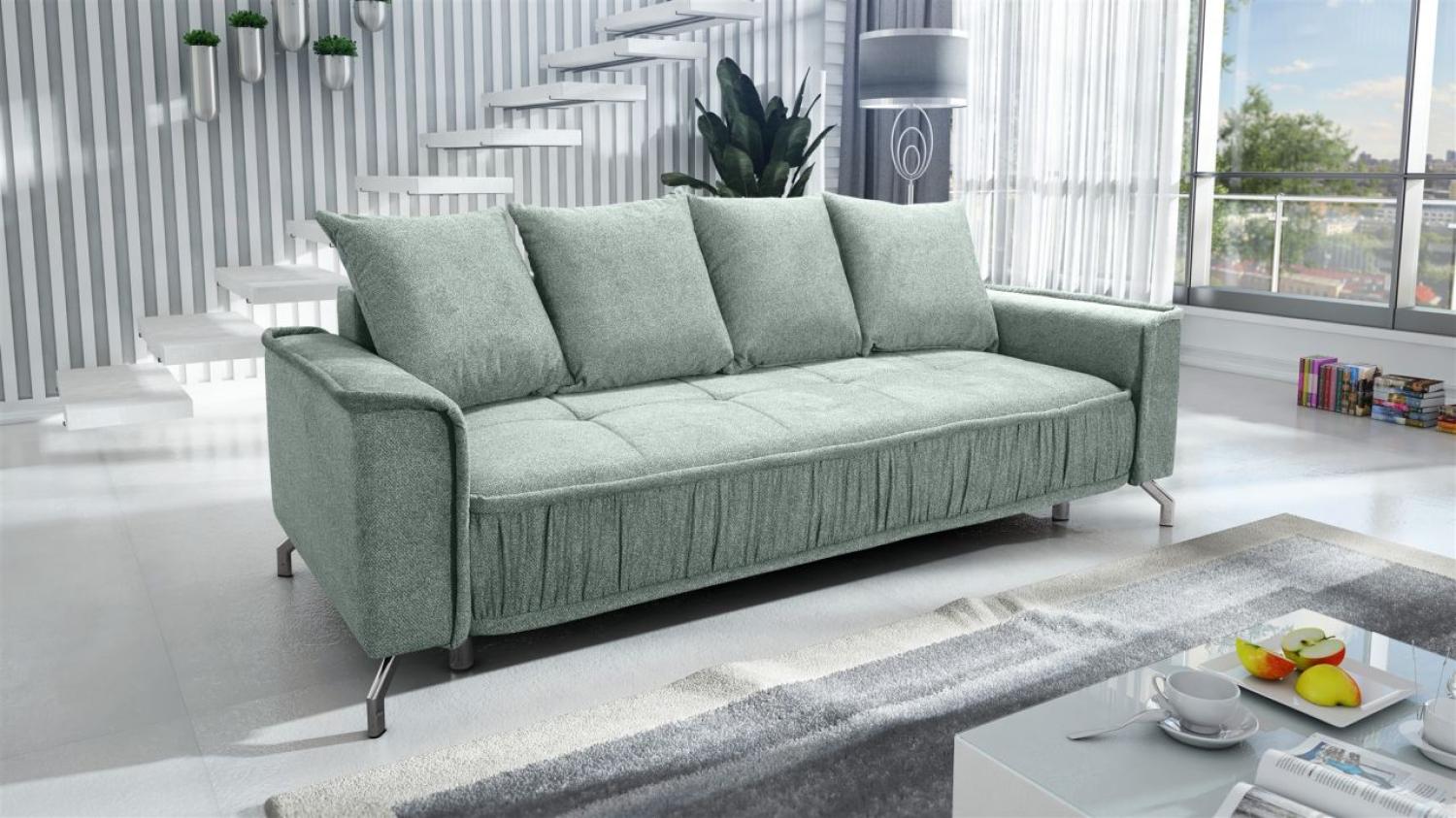 Schlafsofa Sofa 3-Sitzer FLORENCE Stoff Bubble Pistazie Bild 1