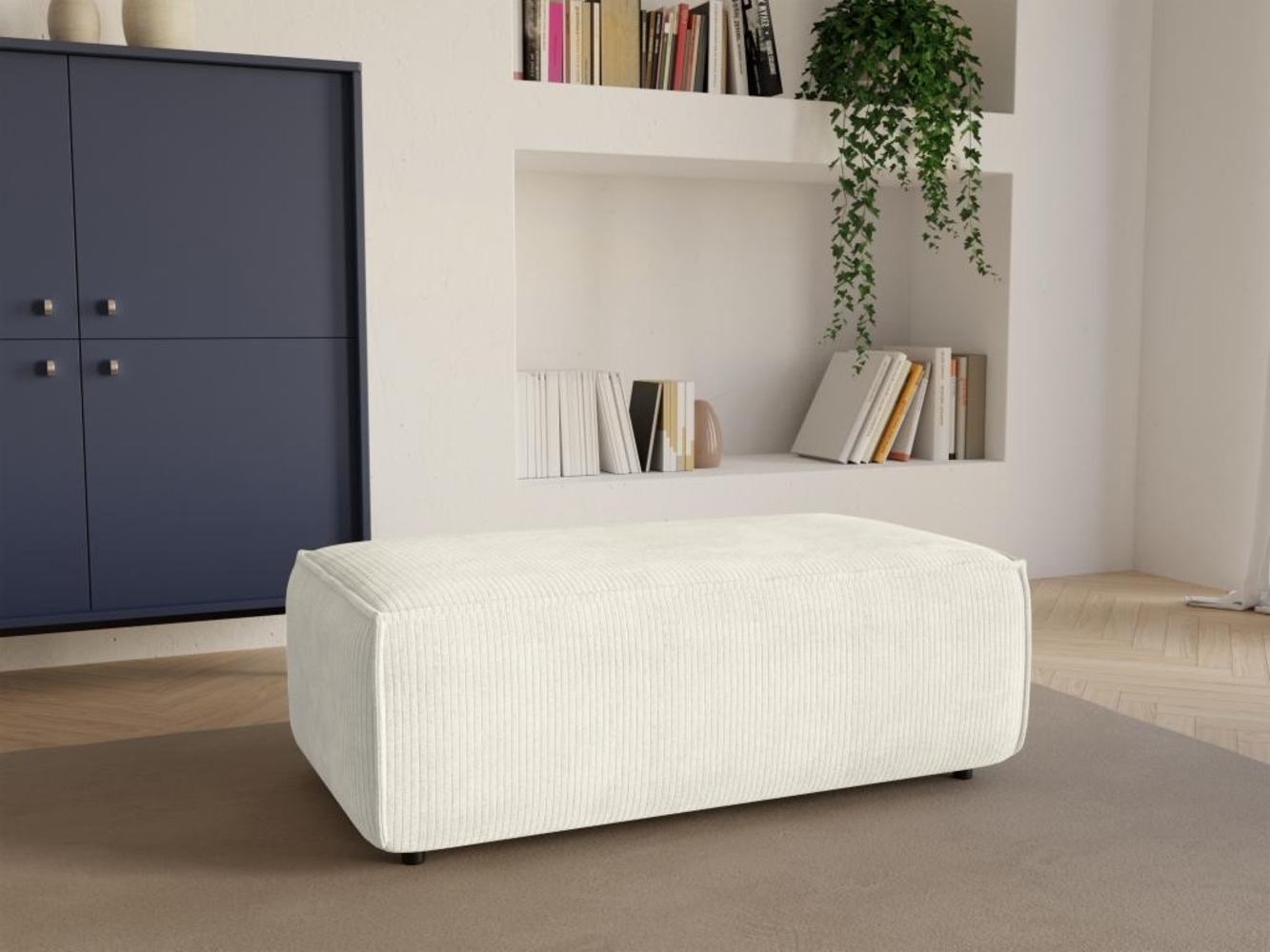 Vente-unique - Hocker - Cord - Weiß - AMELIA Bild 1