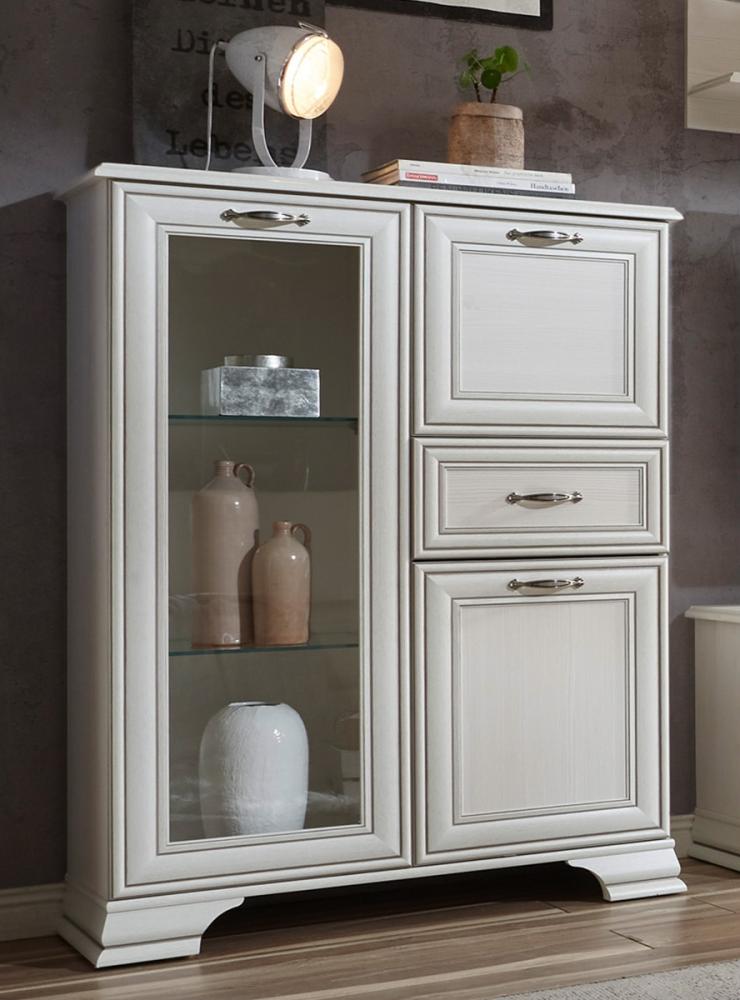 Highboard >Valeria< in Used White aus Glas - 94x126x38cm (BxHxT) Bild 1