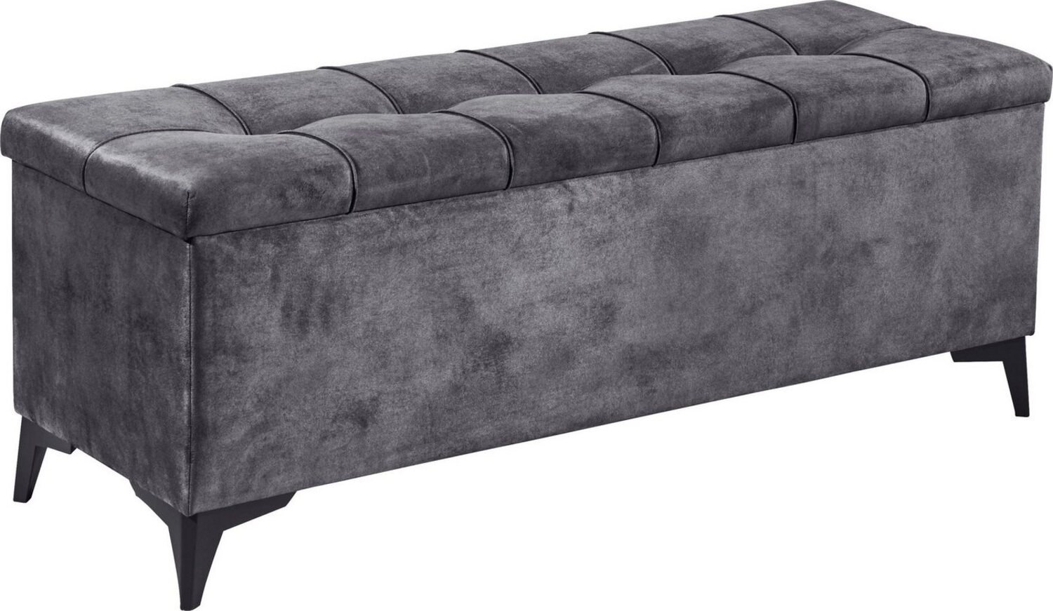 Stella Trading OREGON Sitzbank mit Stauraum und gepolstertem Deckel, Anthrazit - Geräumige Sitztruhe für Boxspringbetten im Schlafzimmer - 139 x 58 x 50 cm (B/H/T) Bild 1