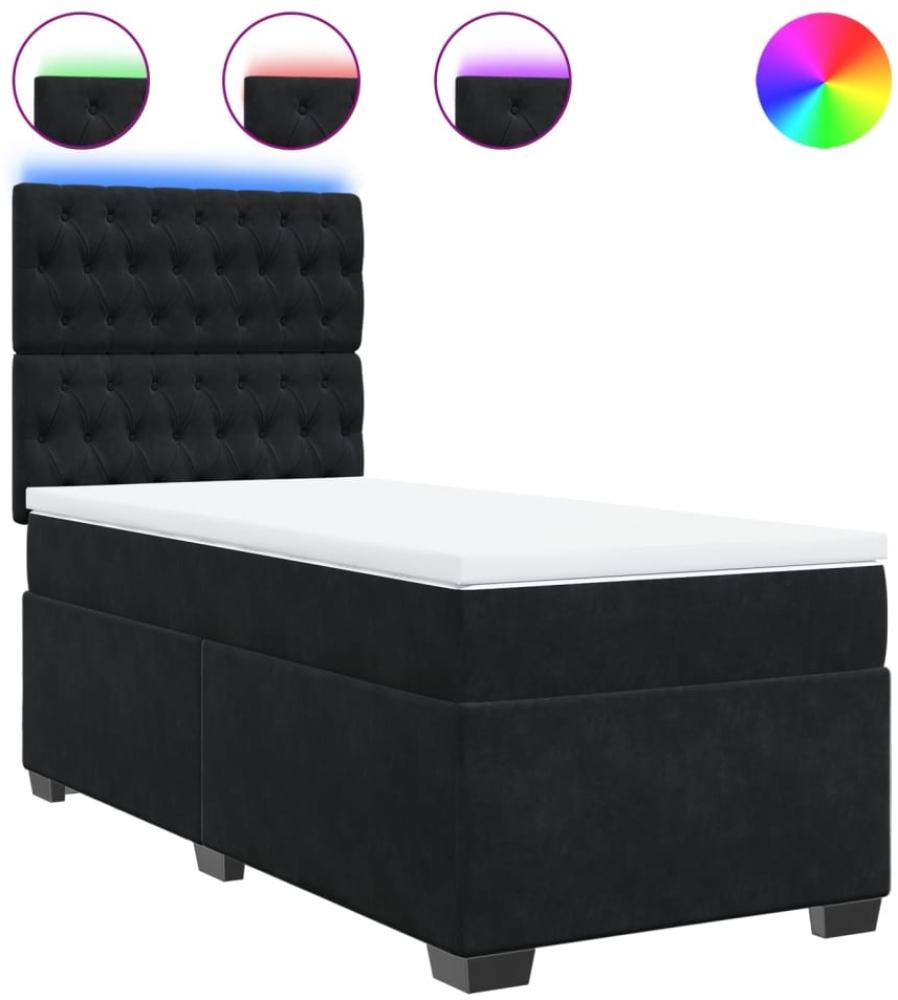 vidaXL Boxspringbett mit Matratze Schwarz 80x200 cm Samt 3293070 Bild 1
