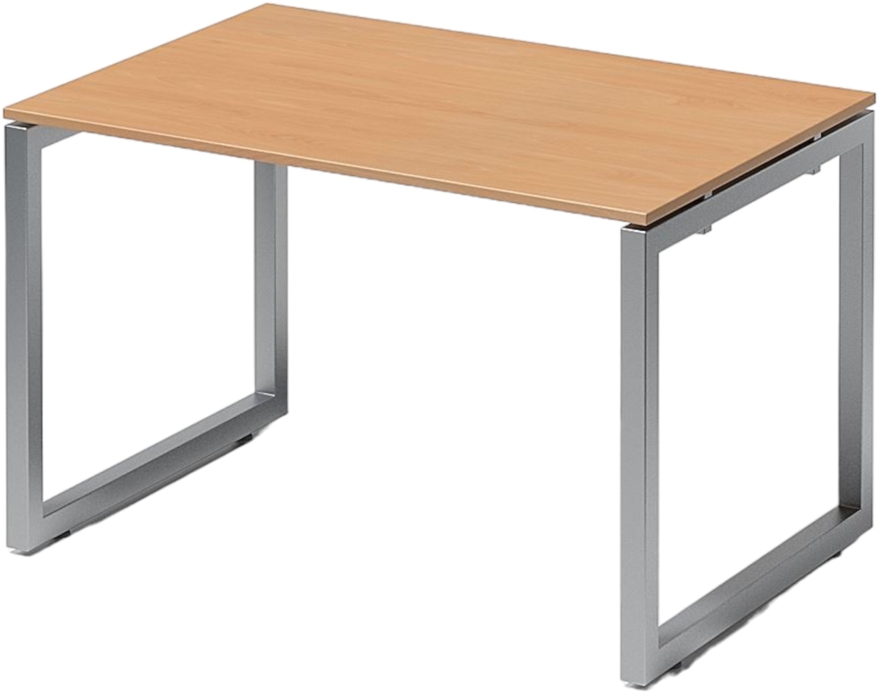 Bisley Cito Schreibtisch 120x80 cm, Tischplatte in Buche, O-Gestell in Silber - Bürotisch & Computertisch, PC Tisch für's Büro, Arbeitshöhe: 74 cm, DOF1208-BC-355 Bild 1