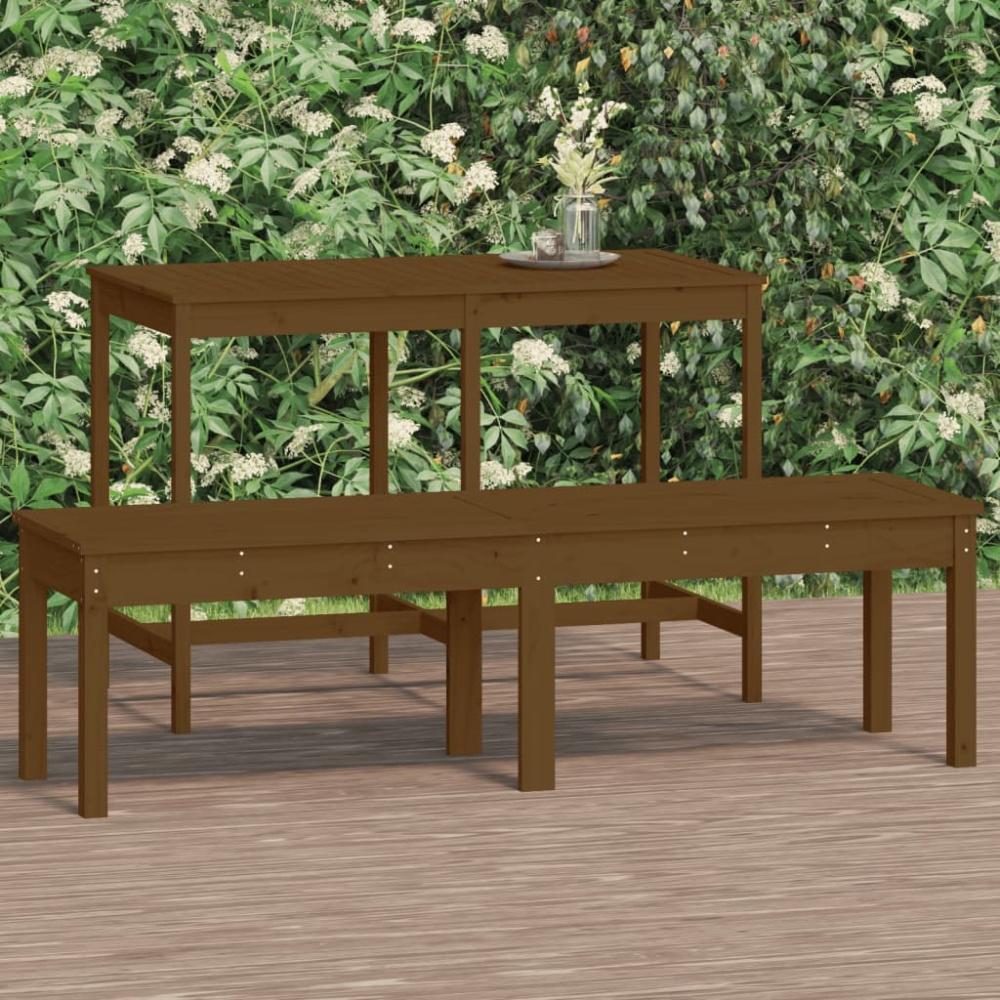 vidaXL Gartenbank 2-Sitzer Honigbraun 159,5x44x45 cm Massivholz Kiefer 824014 Bild 1