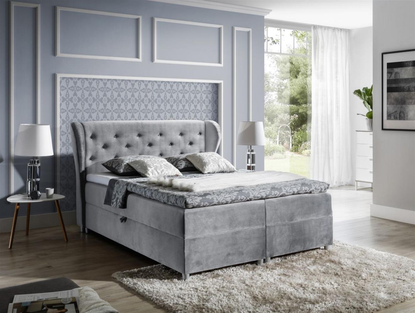 Boxspringbett ARIANNA 160x200cm Stoff Grau Bild 1