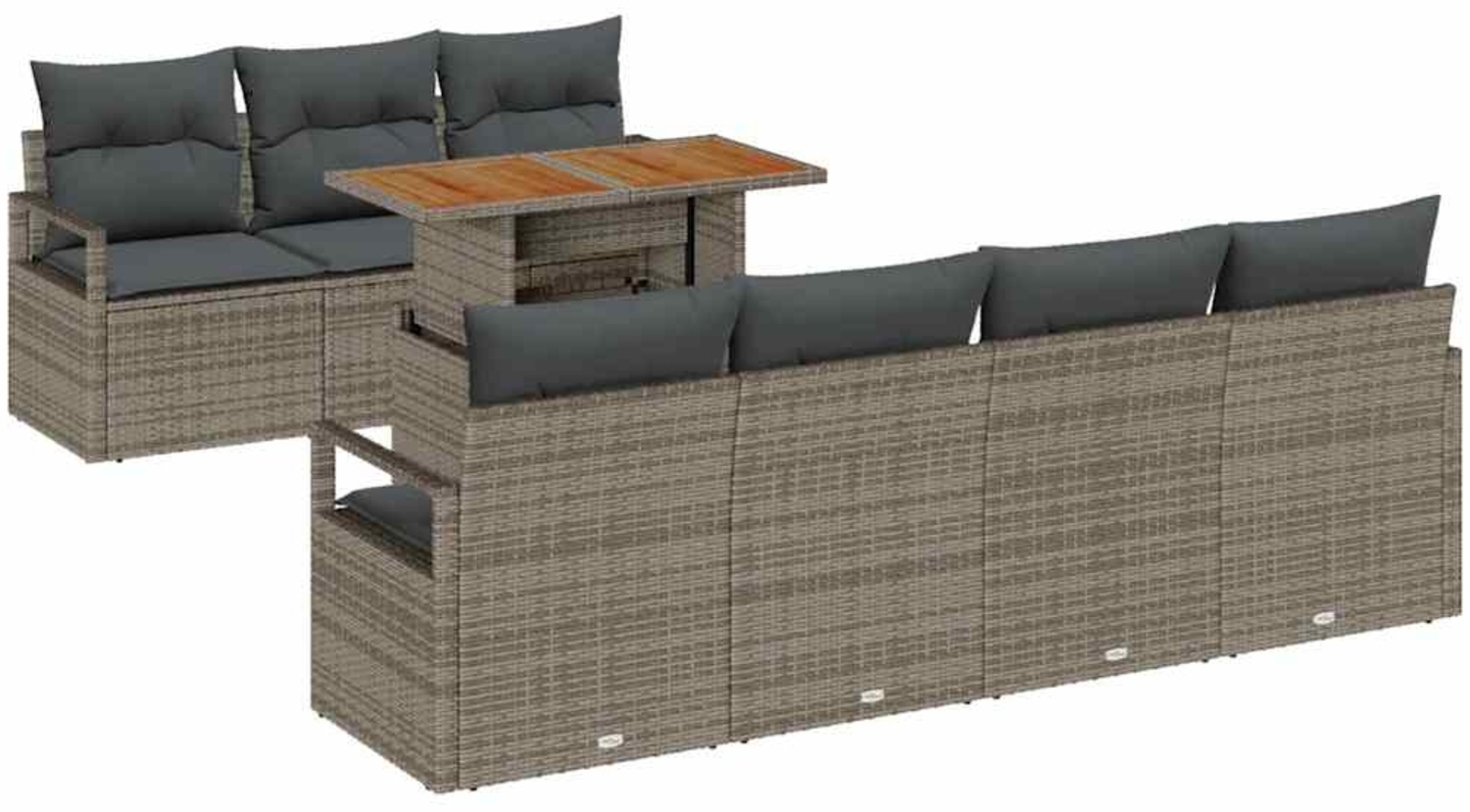 vidaXL Garten-Sofa-Set mit Kissen mit Kissen 8 pcs Grau und Braun 3349670 Bild 1