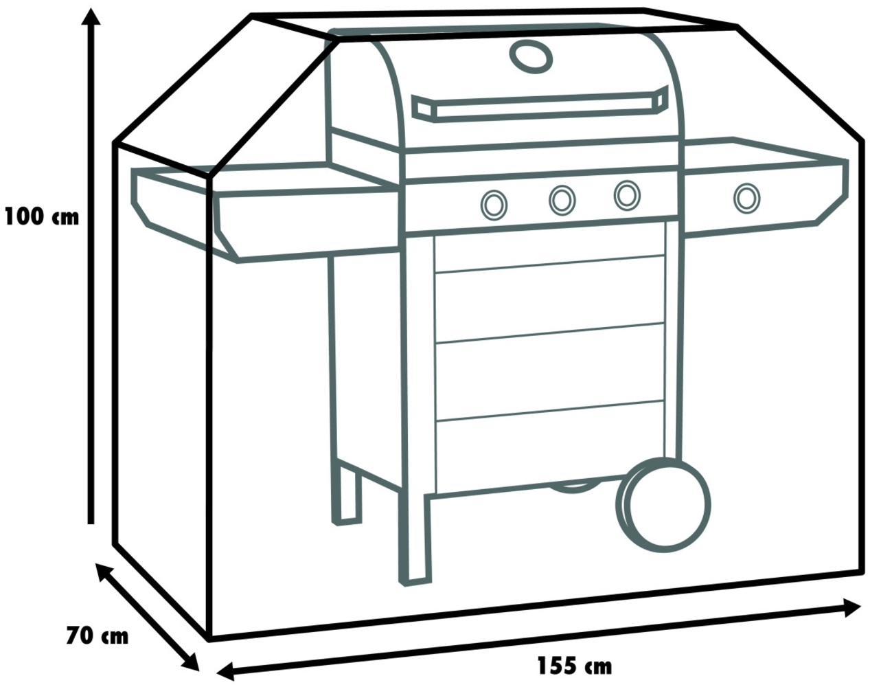 Primaster Schutzhülle für Gasgrills, Polyester schwarz, 155 x 70 x 110 cm Bild 1