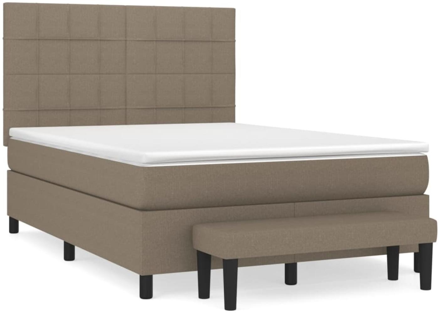 vidaXL Boxspringbett mit Matratze Taupe 140x200 cm Stoff 3136601 Bild 1