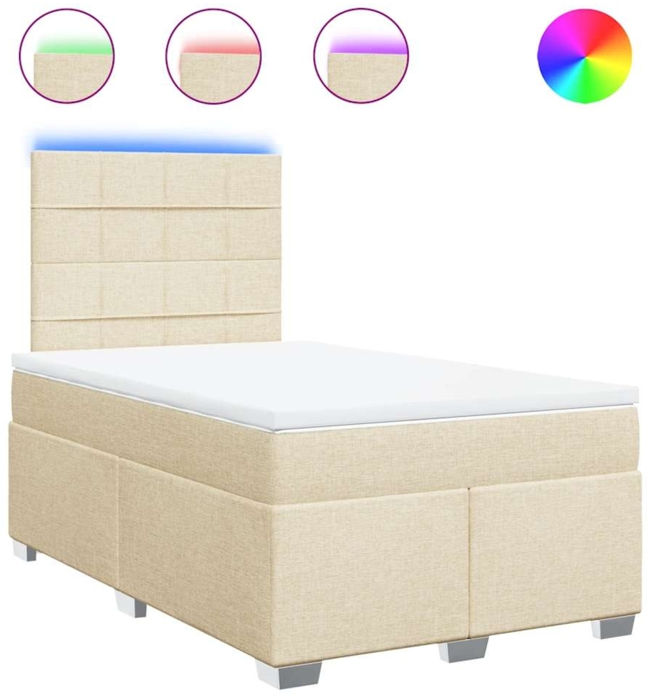 vidaXL Boxspringbett mit Matratze Creme 120x200 cm Stoff 3292760 Bild 1