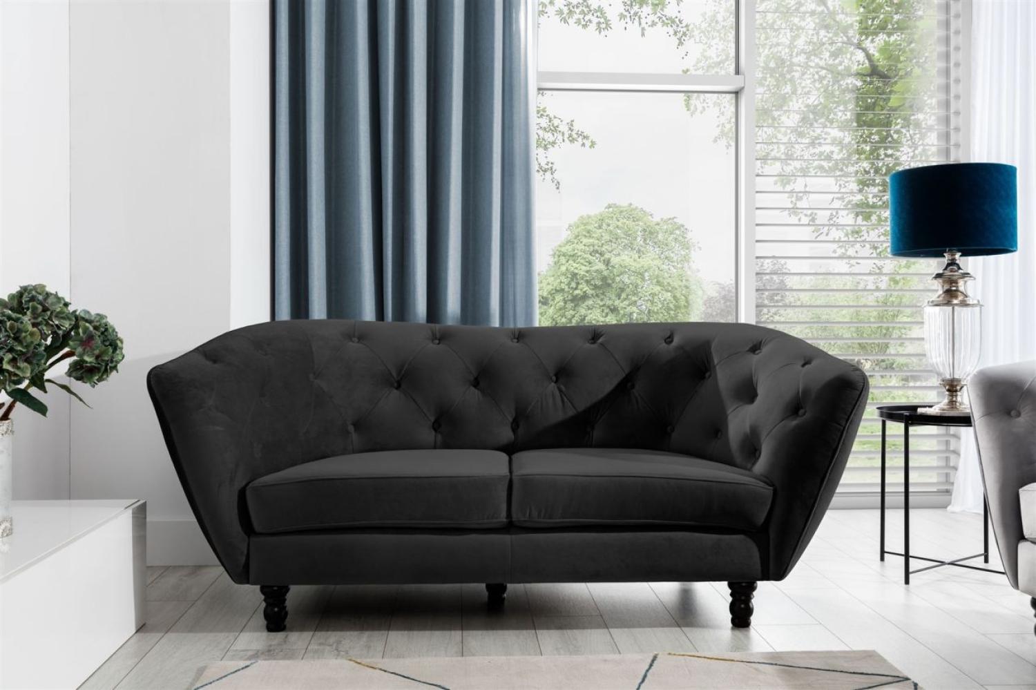 Sofa Designersofa CHARLOTTE 2-Sitzer in Stoff Matt Velvet Schwarz Bild 1