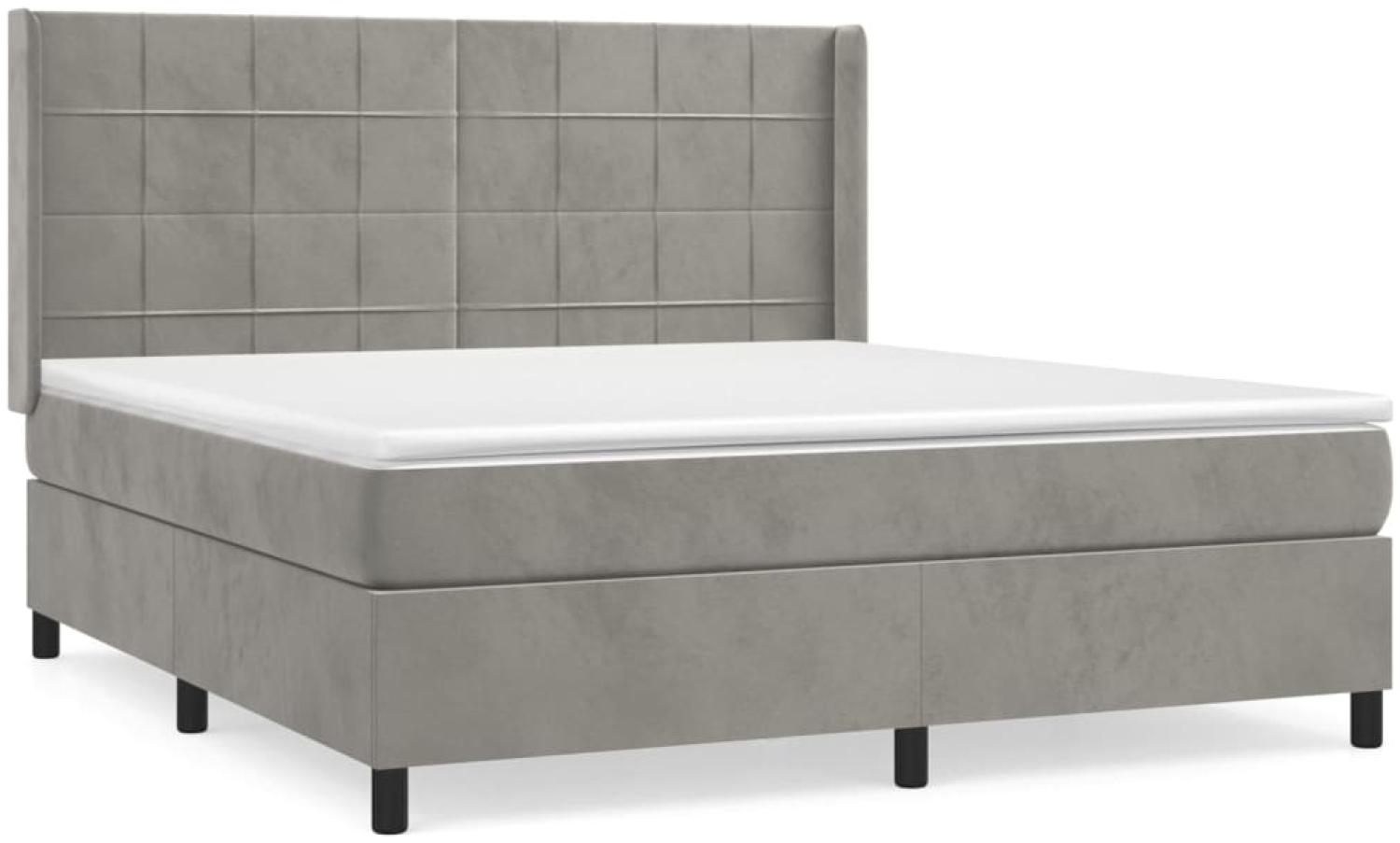 vidaXL Boxspringbett mit Matratze Hellgrau 180x200 cm Samt 3132693 Bild 1