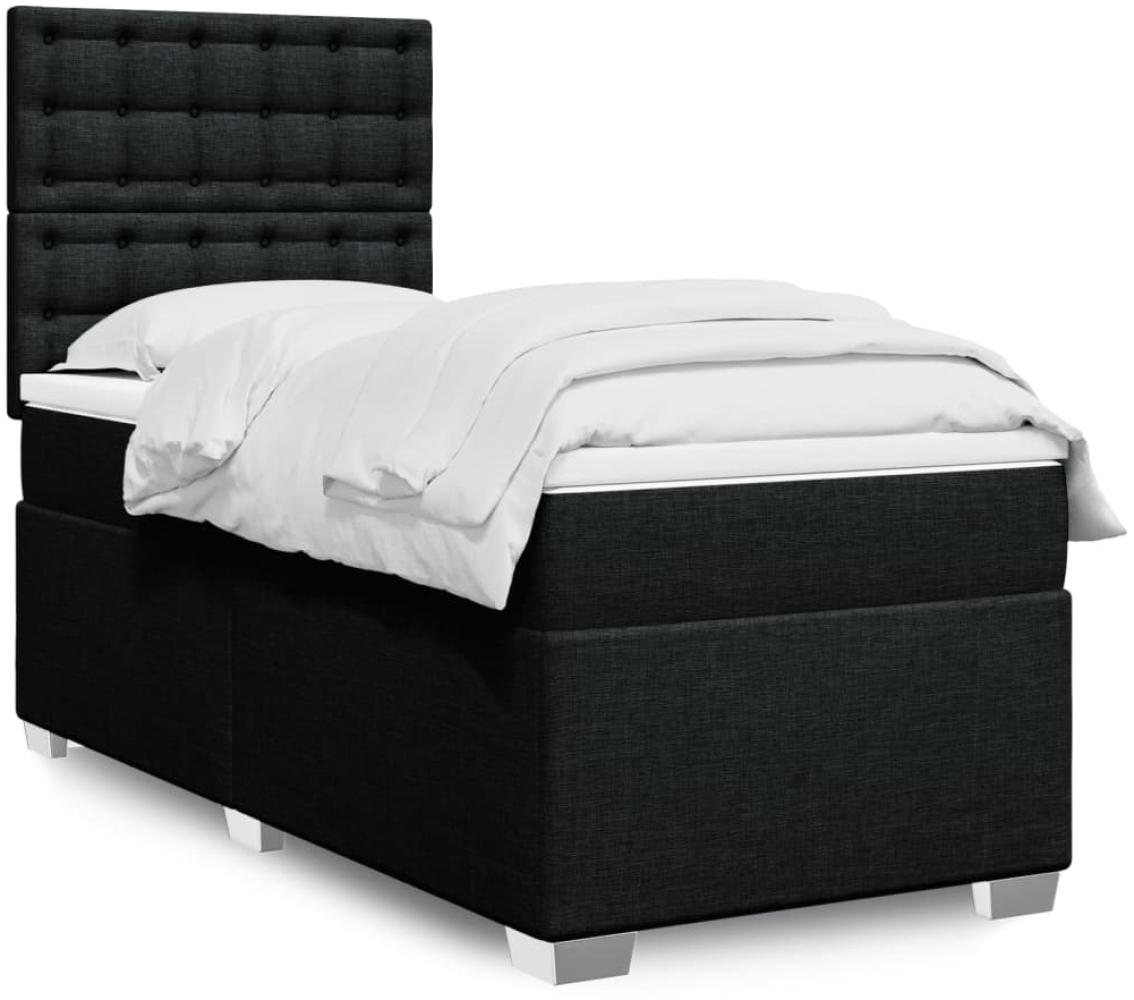 vidaXL Boxspringbett mit Matratze Schwarz 80x200 cm Stoff 3292631 Bild 1