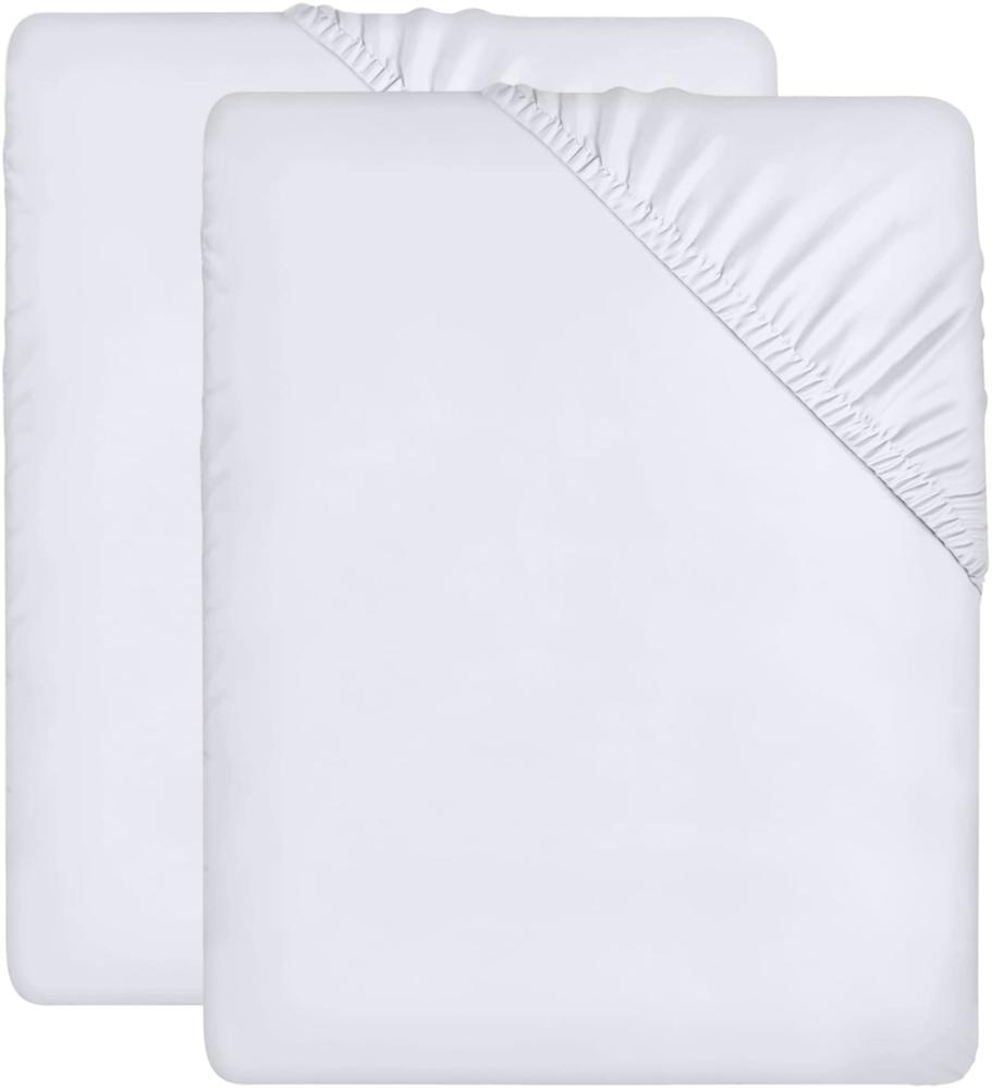 Utopia Bedding - 2er Set Spannbettlaken 140x200cm - Weiß - Gebürstete Mikrofaser Spannbetttuch - 35 cm Tiefe Tasche Bild 1