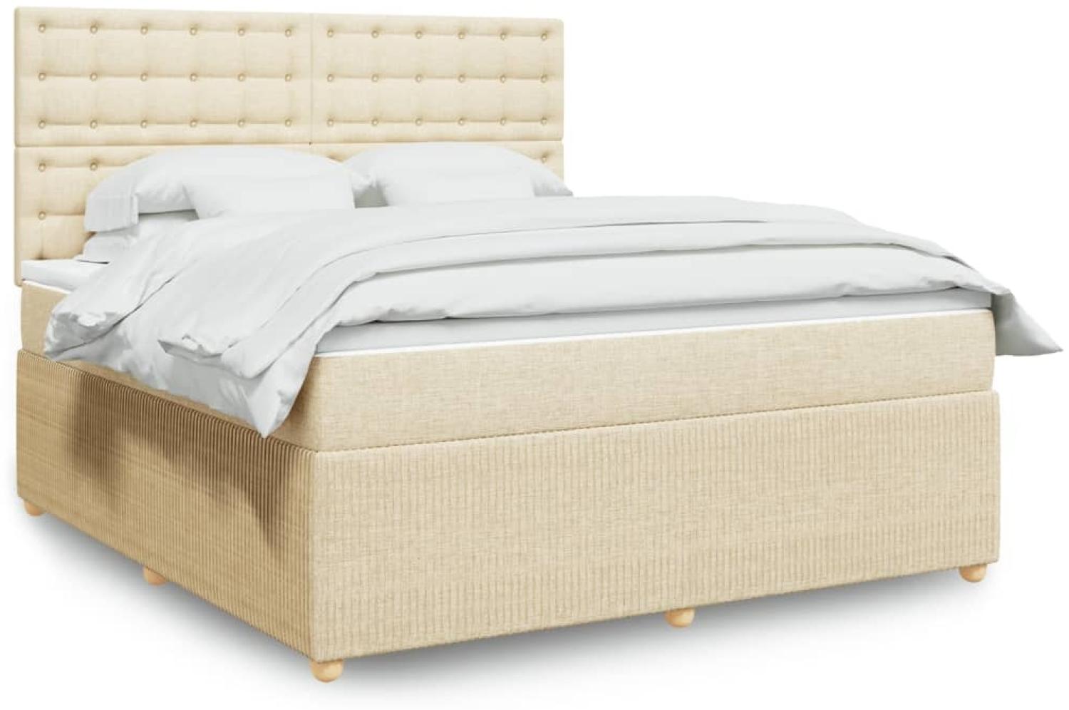 vidaXL Boxspringbett mit Matratze Creme 180x200 cm Stoff 3294454 Bild 1