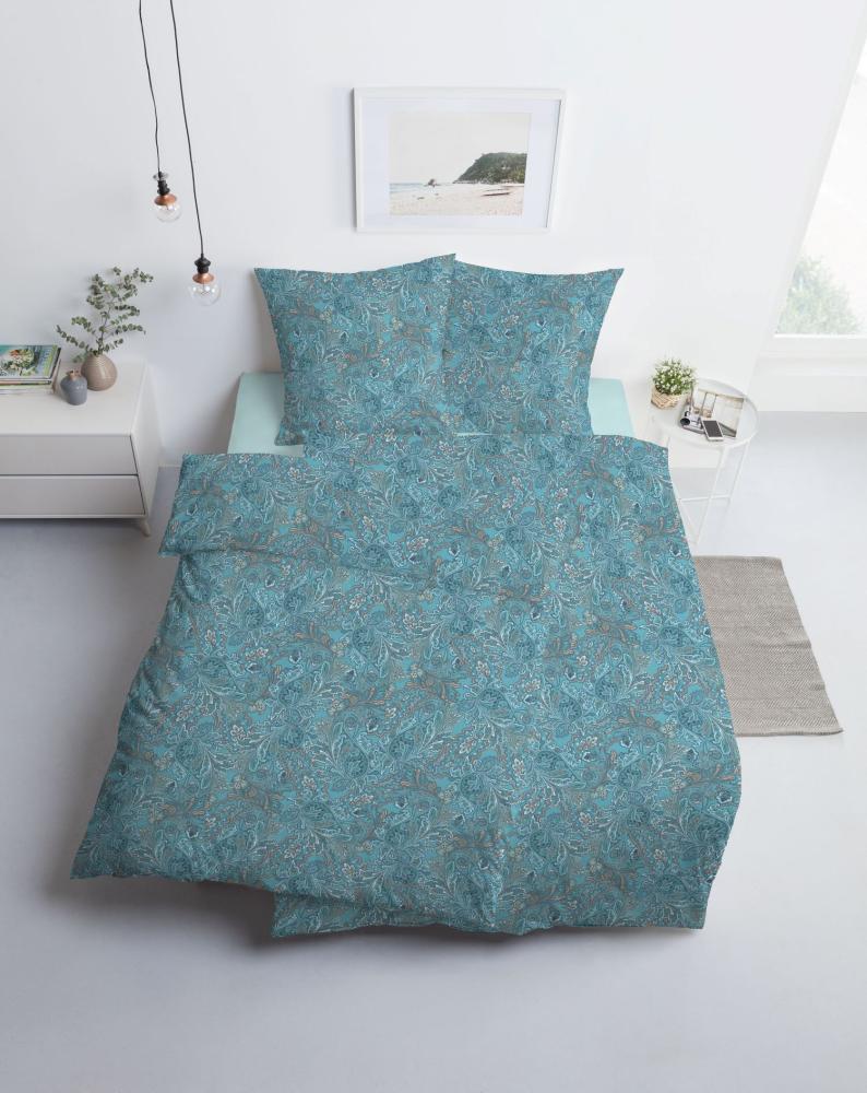 Estella Mako Jersey Bettwäsche 135x200 Paisley azur blau 6171-640 Bild 1