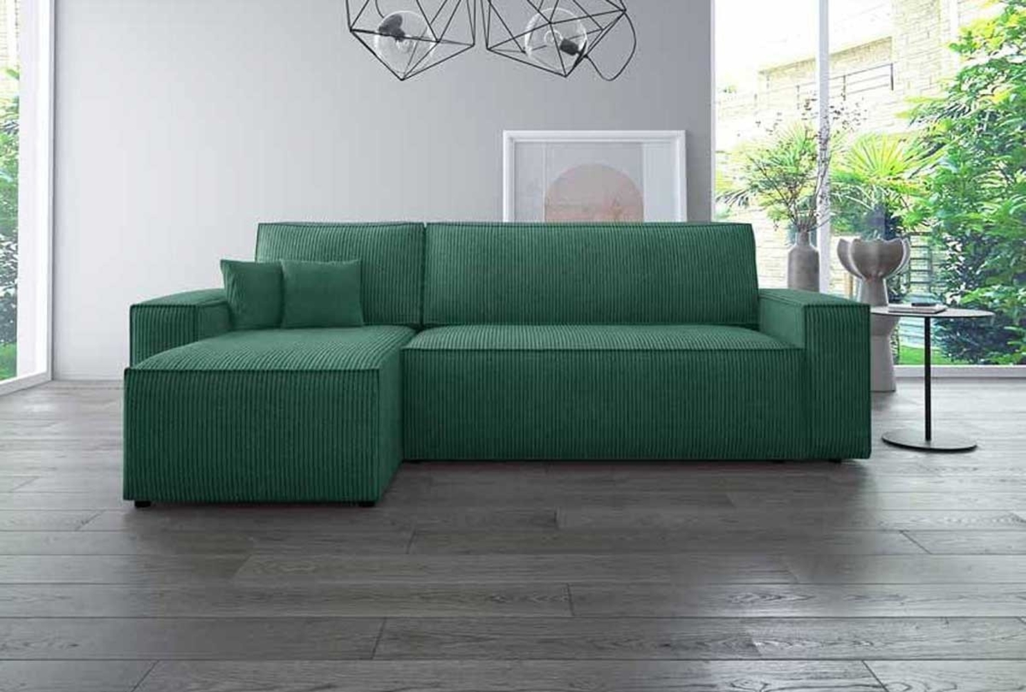 Luxusbetten24 Ecksofa Lazy, 244 cm breit, Cordstoff mit Schlaffunktion und Stauraum Bild 1