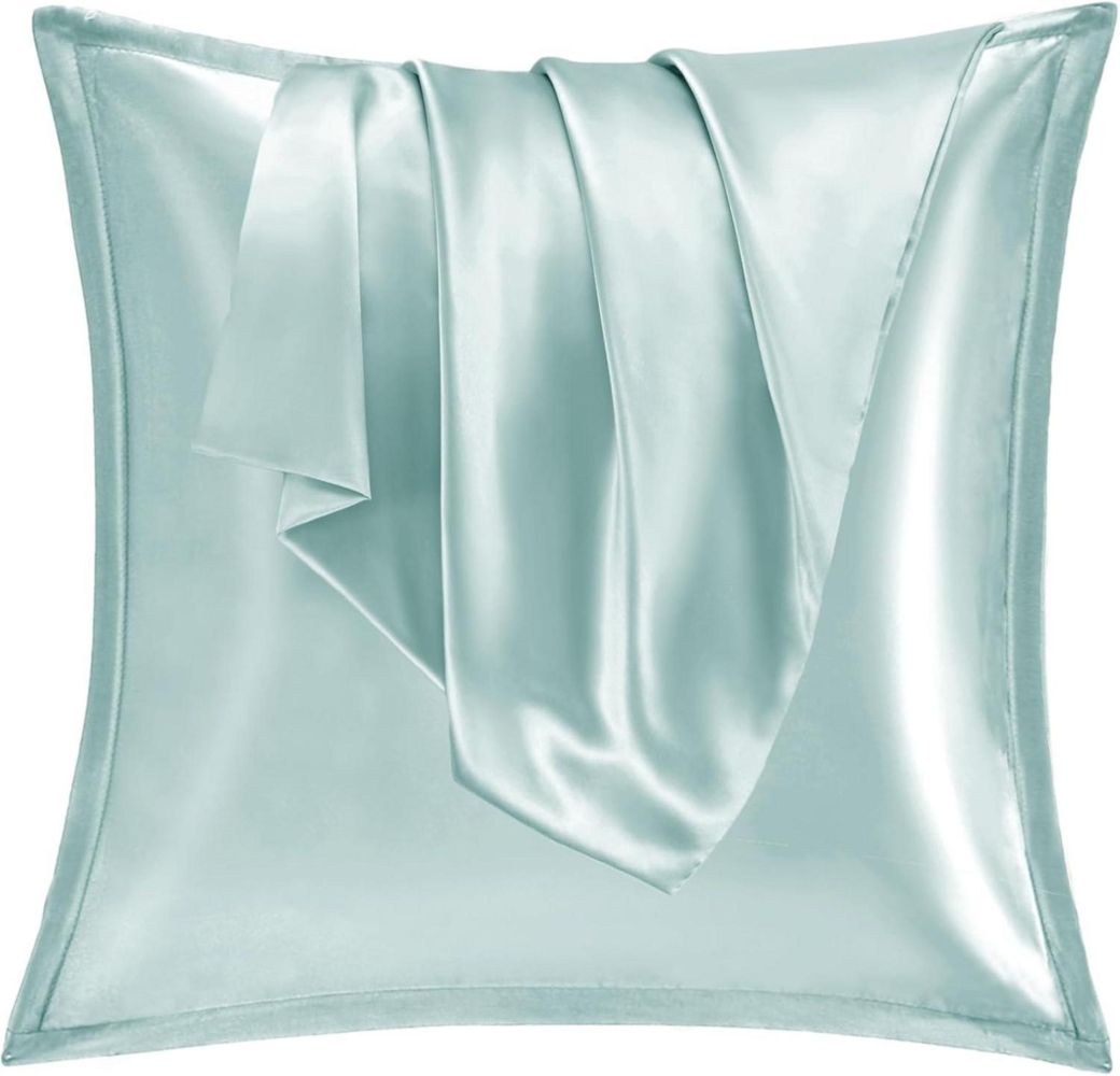 Satin Kissenbezug 80x80 2er Set Seidenkissenbezug Curly Haar Grün 80x80cm Bild 1