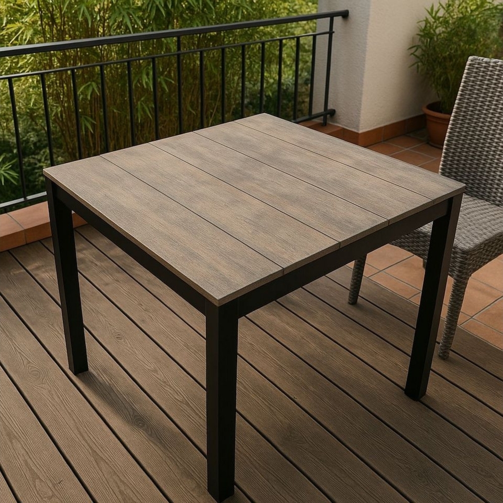 Westfield Gartentisch Alu-Wood Esstisch 90x90 cm (Aluminium, 1 Tisch), kratzfest / pflegeleicht / langlebig / Holzoptik Bild 1