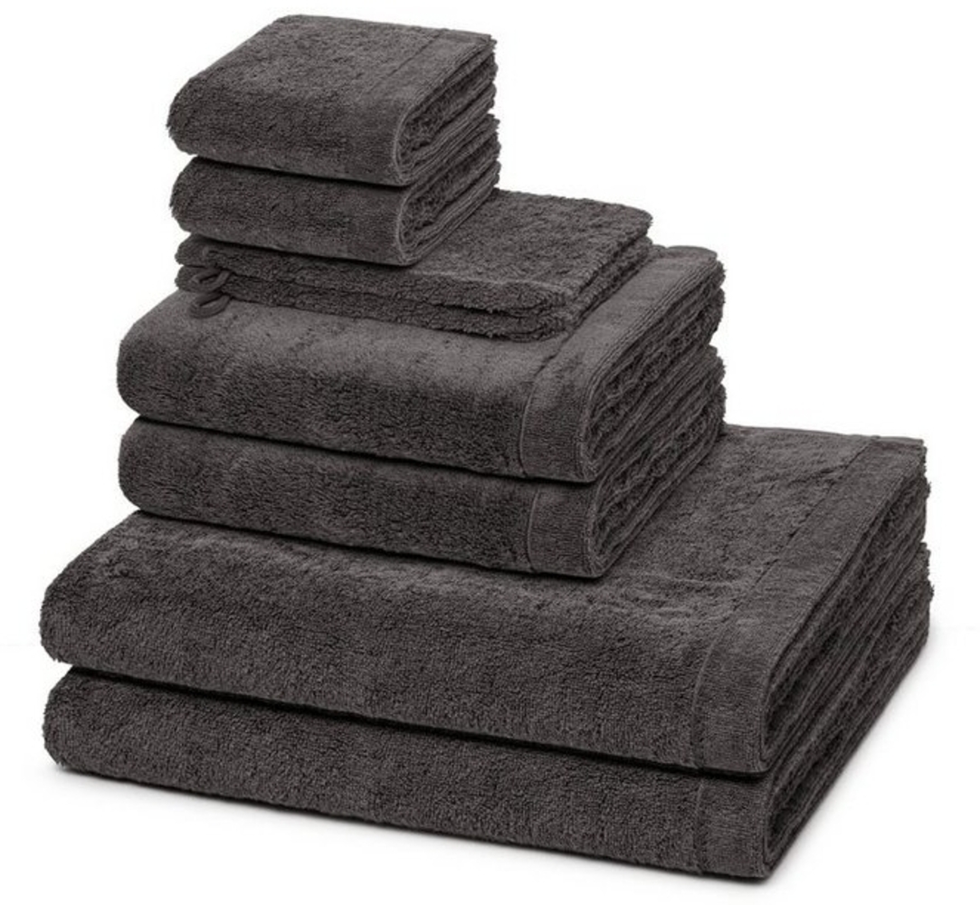 Cawö Lifestyle 8 tlg. Frottier-Set - 2 X Handtuch (50 X 100cm), 2 X Duschtuch (70 X 140cm), 2 X Gästetuch (30 X 50cm), 2 X Waschhandschuh (16 X 21cm) - 520 g/m2 - Anthrazit Bild 1