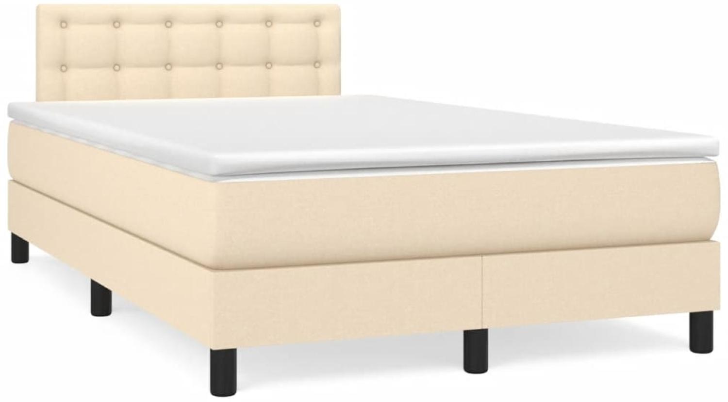 vidaXL Boxspringbett mit Matratze Creme 120x190 cm Stoff 3269756 Bild 1