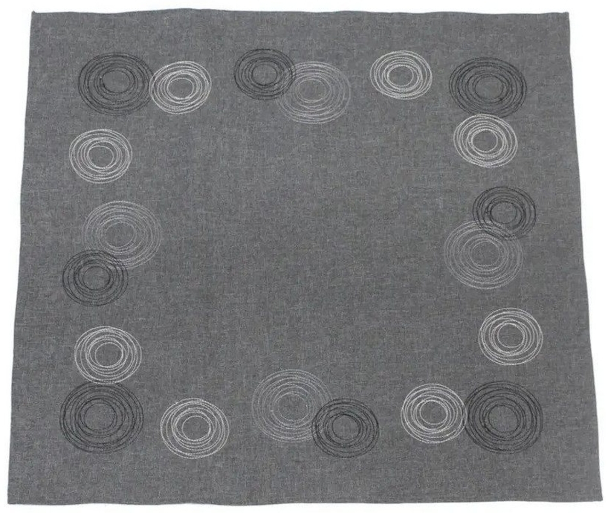 Home-trends24. de Tischdecke Kreise grau Stickereien Tischläufer 85 x 85 cm Bild 1